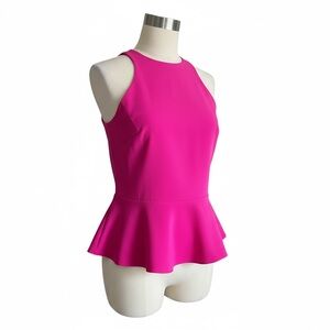 Express Fuchsia Sleeveless Peplum Blouse
